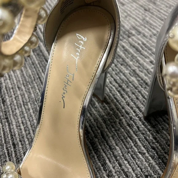 SB-Fay Silver Metallic Pearl Rhinestone High Heel Sandals